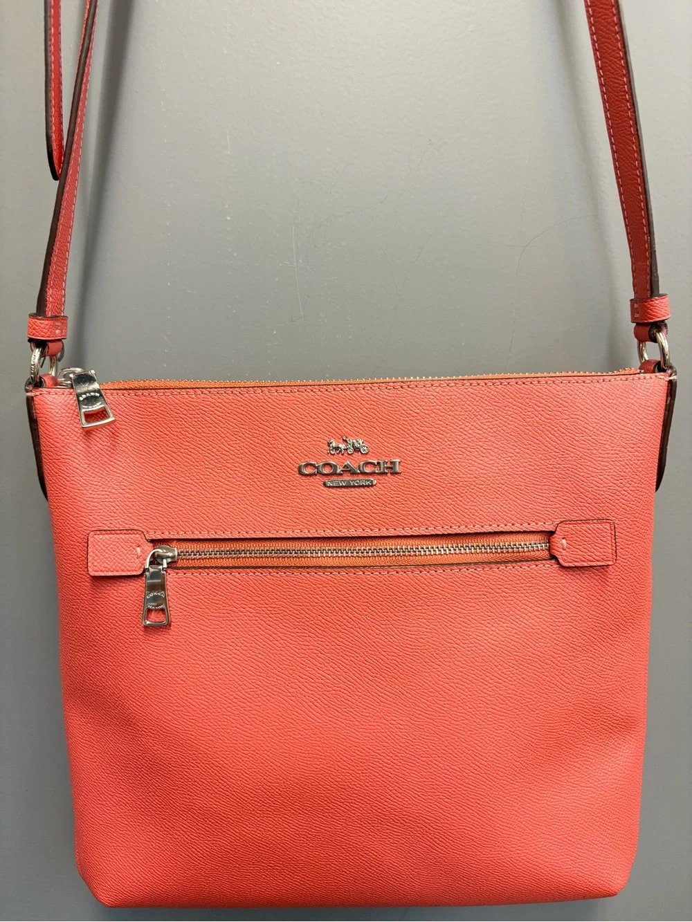 Coach Rowan File Crossbody Bag Strawberry Haze Leather Silver F29246
